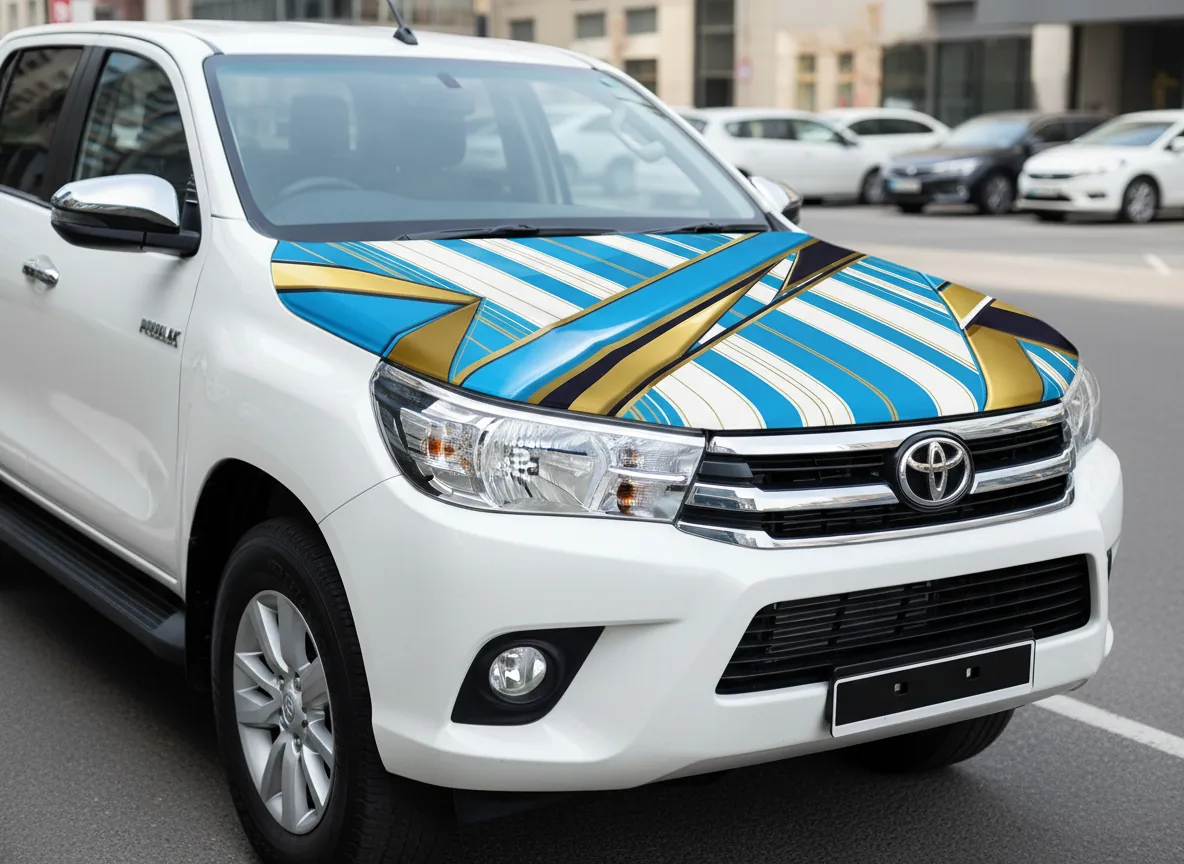 Argentina car hood cover on Toyota Hilux — Hood'd World Cup 2026